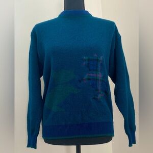 Vintage PENDLETON Knockabouts Sweater with plaid dog detail, 100% Virgin Wool